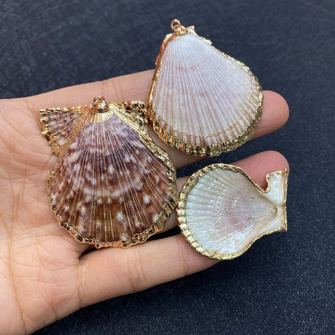 Natural Shell Conch Pendants Gold Edged Charms For DIY Jewelry Making Necklace Earring Supplies Elegant Bohemia