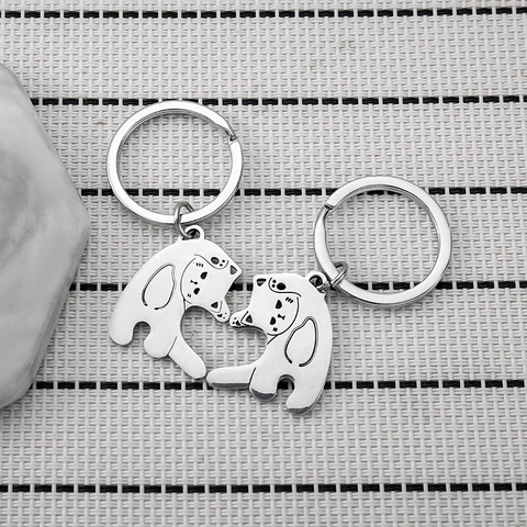 Edelstahl Katze Schlüsselanhänger Matching Herzform Paar Rucksack Anhänger Kreative Cartoon Süße Schmuck Geschenk