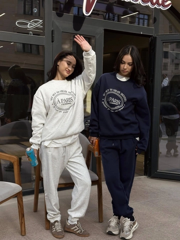 Women Cotton Sweatshirt And Jogger Pants Round Neck Long Sleeve Letter Print American Retro Streetwear Casual Sports
