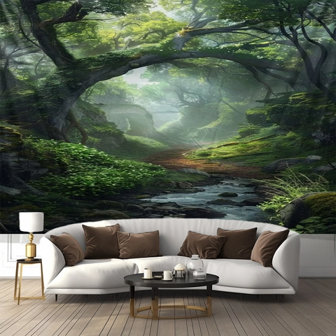 Arazzo Da Parete Foresta Poliestere Paesaggio Naturale Da Sogno Grande Sfondo Per Decorazione Camera Letto Soggiorno