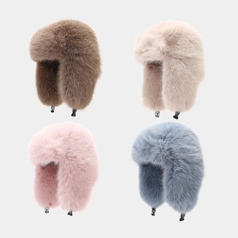 Cappello Da Cacciatore In Finta Pelliccia Di Volpe Per Donna Soffice Antivento Inverno Caldo Protezione Per Le Orecchie Fibbia Regolabile Berretto Di Peluche