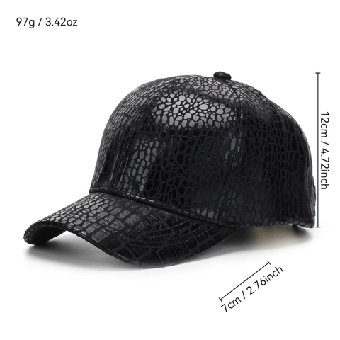Casquette de Baseball en Cuir PU Texture Peau de Crocodile Pour Hommes Femmes Boucle Métallique Réglable Chapeau de Soleil Hip Hop Rue Décontracté