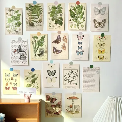 Vintage Botanical Butterfly Mushroom Decorative Cards Aesthetic Wall Decor Collage Kit Postcards Cardstock