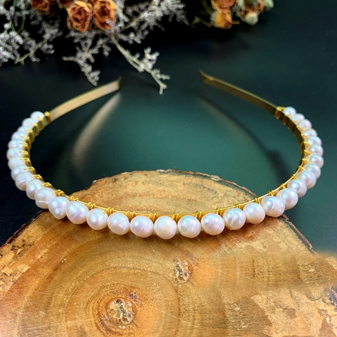 Elegant Artificial Pearl Crystal Headband Handmade Metal Wire Hair Hoop For Women Girls Retro Forest Style Jewelry Hair Accessories