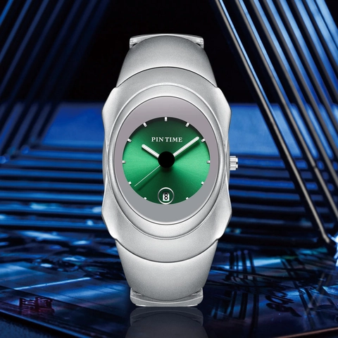 Montre Quartz Hommes Boîtier Alliage Zinc Asymétrique Étanche Lumineuse Date Style Y2K Cyberpunk Avant-Garde