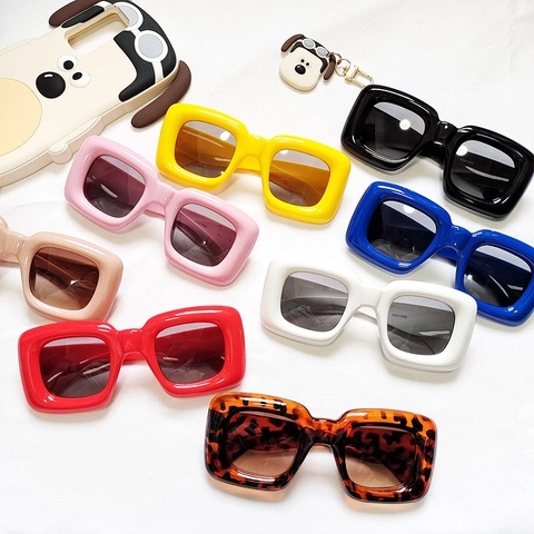 Kids Sunglasses Square Thick Frame Retro Fashion UV400 Protection Outdoor Trendy Boys Girls