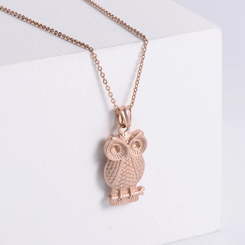 Collana Con Ciondolo A Forma Di Gufo Acciaio Inossidabile 304 Oro Rosa Carino Animale Stile Ins Gioielli Regalo Per Donne