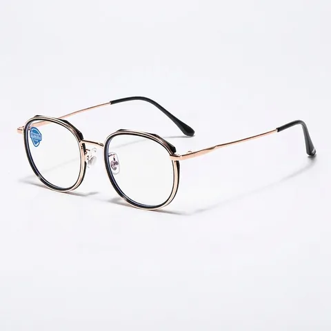 Occhiali Anti Luce Blu Retro Tondi TR90 Montatura Metallo Protezione UV400 Lenti Trasparenti Donne Uomini