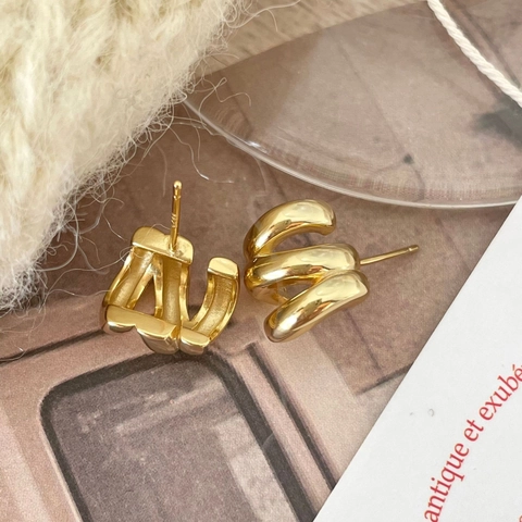 Wellen-Creolen Mit 925er Sterling Silber Ohrstecker Dreilagiges Spiral Design Minimalistisch Französischer Retro-Stil Für Frauen