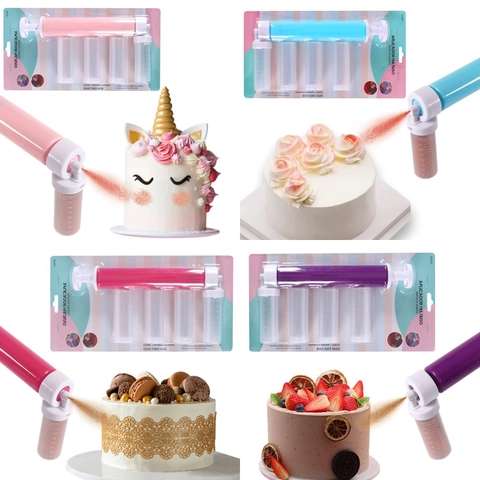 Manual Cake Airbrush Decorating Tool Plastic Alloy Baking Coloring Glitter Duster Icing Piping Extruder Pastry DIY