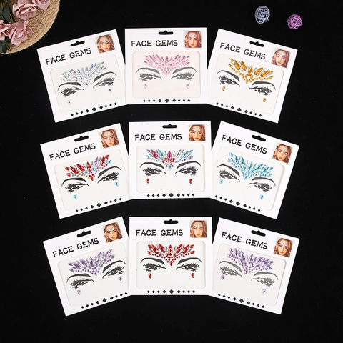 Face Gems Acrylic Rhinestone Stickers Self Adhesive Facial Jewels For Festival Party Music Makeup Decoration Women