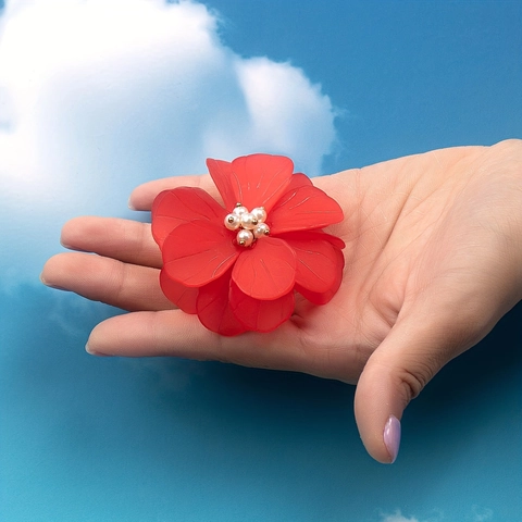 Anillo De Flor Extragrande Acrílico Perla Artificial De Imitación Aleación Joyas Para Mujer Vacaciones Verano Diseño Floral Dulce
