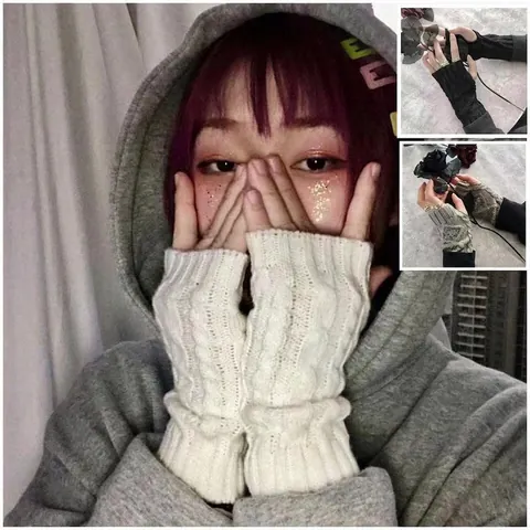 Guantes Sin Dedos De Punto Con Trenzado Calentadores De Brazos Calientes Mangas De Mano Invierno Otoño Gótico Grunge Punk Para Hombres Mujeres