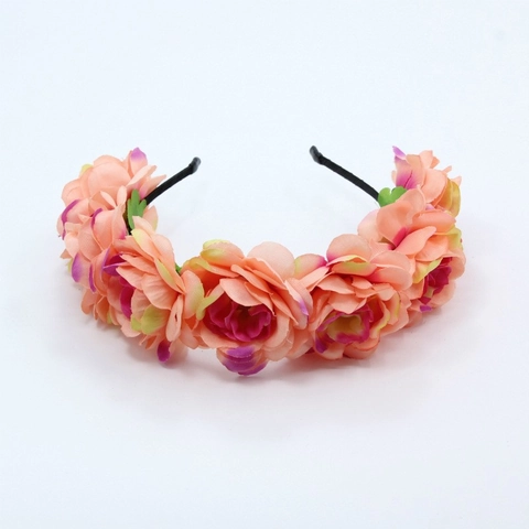 Romantic Artificial Satin Rose Flower Headband Bohemian Floral Crown For Wedding Bridal Photography Accessories For Women