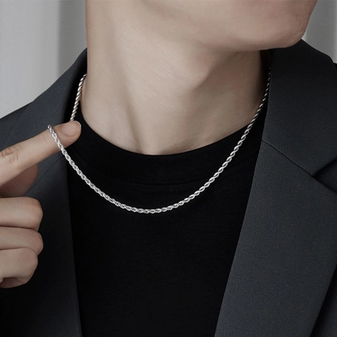 Stainless Steel Rope Chain Necklace For Men Women Twist Link Jewelry Hip Hop Minimalist Fashion Accessory