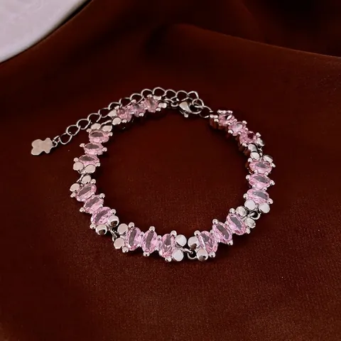 Fashionable Women Bracelet Copper Zircon Pear Oval Cut Colorful Gemstone Light Luxury Temperament Exquisite Jewelry Accessory