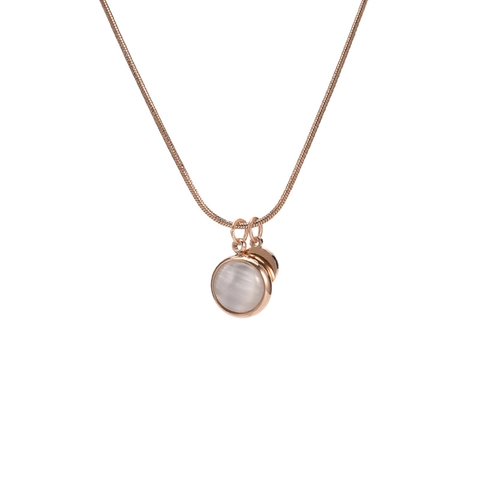 Collana Pendente Pietra Occhio Di Gatto Tonda Acciaio Al Titanio Chic Minimalista Catena Serpente Gioielli Per Donne