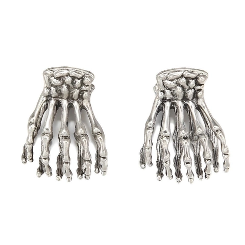 Skeleton Hand Hair Claw Clip Alloy Gothic Punk Skull Hair Accessories For Halloween Party Women Vintage Silver Tone