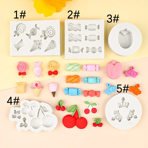 Silicone Mold For Fondant Chocolate Cake Decoration Lollipop Candy Crown Tulip Cherry Shape DIY Baking Tool