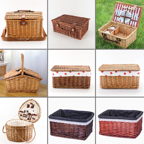 Cesto Portaoggetti In Vimini Intrecciato A Mano Con Fodera In Tessuto E Bordo In Pizzo Stile Pastorale Organizzatore Da Scrivania