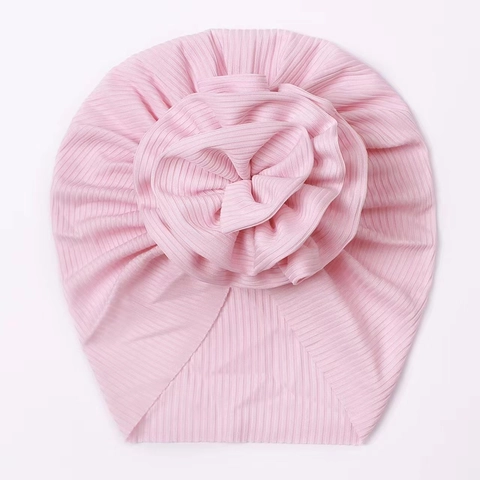 Baby Turban Mütze Rippstrick Große Blume Elastisch Weich Säugling Kopfbedeckung Haube Für Neugeborene Mädchen