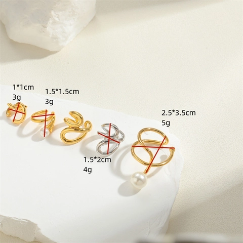 Vintage Geometric Copper Ear Cuffs For Women Minimalist Artificial Pearl Non Piercing Earrings Gold Silver Plated Jewelry