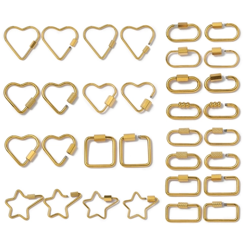 Edelstahl Geometrisches Herz Stern Schraubverschluss Verschluss Stecker Für DIY Schmuckherstellung Gold Glieder