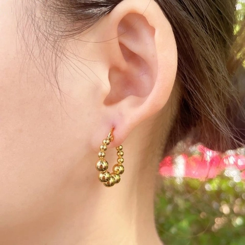 Geometrische Perlen-Ohrstecker Aus Vergoldetem Edelstahl Perlee-Stil Modeschmuck Für Damen