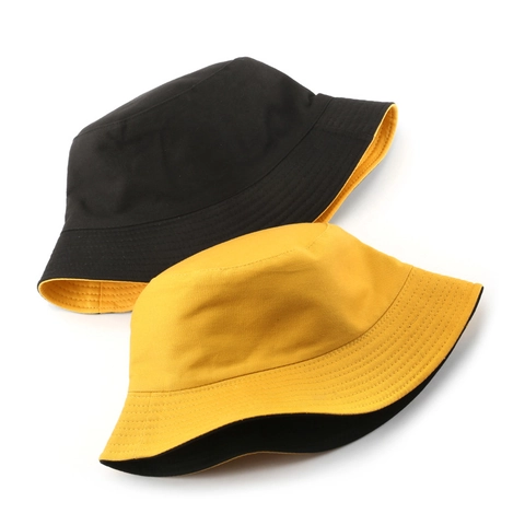 Reversible Cotton Bucket Hat Solid Color Double Sided Sun Protection Outdoor Summer Fisherman Cap Unisex
