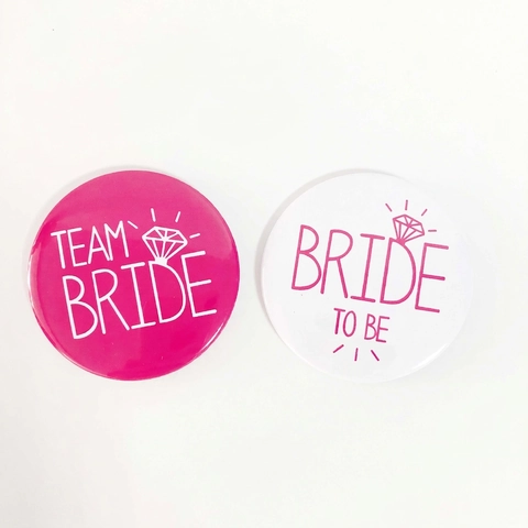 Bachelorette Party Badge Button Pins Weißblech Bride To Be Team Bride Rund Herz Diamant Hochzeit Brautparty Deko