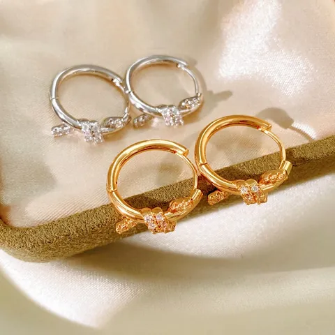 Knoten Creolen Kupfer 18K Vergoldet Zirkonia Micro Pavé Luxus Elegant Leichtgewicht Pendeln Für Frauen