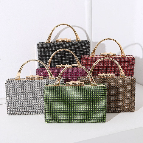 Rhinestone Abendtasche Mit Metall Bambus Griff Luxus Clutch Für Frauen Bankett Party Hochzeit Elegante Handtasche