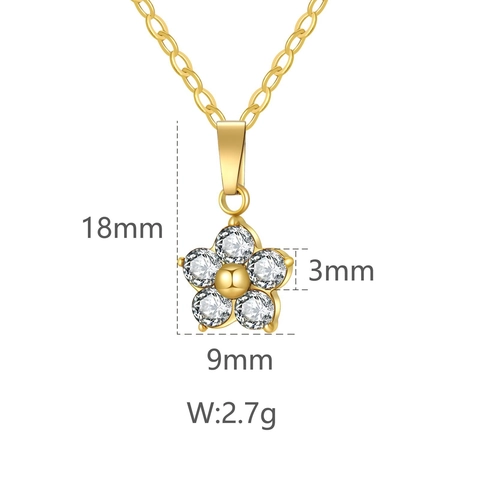 Bloem Hanger Ketting Roestvrij Staal AAA Zirconia Vijf Bloemblaadjes Sleutelbeen Ketting Voor Dames Sieraden Cadeau
