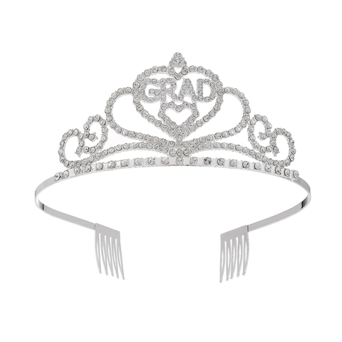 Tiara Di Laurea E Fascia Di Raso Corona In Lega Di Cristallo Con Strass Cerchietto Accessori Per Feste Di Laurea Laureati