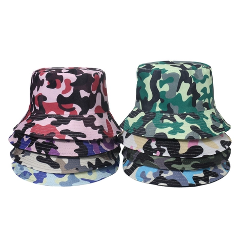Camouflage Double Sided Bucket Hat For Men Women Polyester Printed Sun Protection Outdoor Fishing Hiking Travel Summer Beach Sun Hat