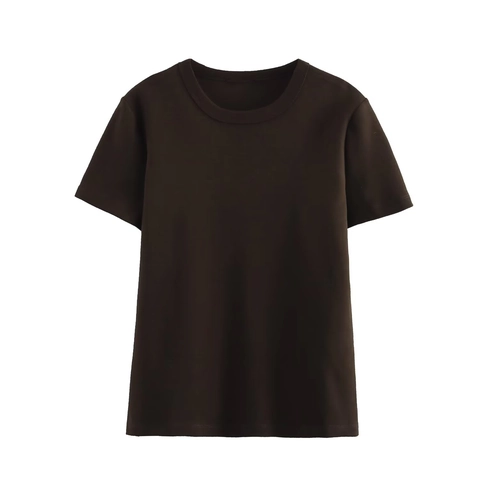 Women's Casual Short Sleeve T-Shirt Round Neck Solid Color Striped Summer Knit Polyester Top Sexy Streetwear Tee
