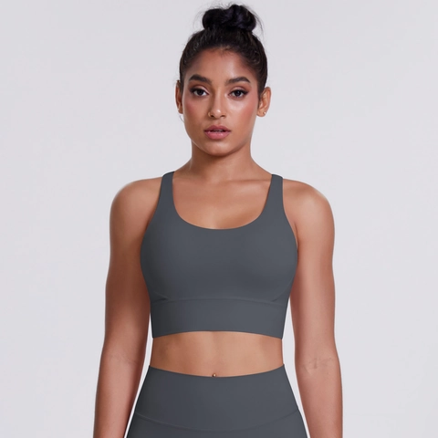 Women Cloud-feel Brushed Criss-cross Back Sports Bra Shockproof U-neck Yoga Tank Top Gym Fitness Running Activewear Top