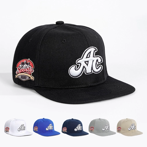AC Letter 3D Embroidery Baseball Cap Snapback Hat Polyester Adjustable Hip Hop Streetwear Vintage Flat Brim For Unisex