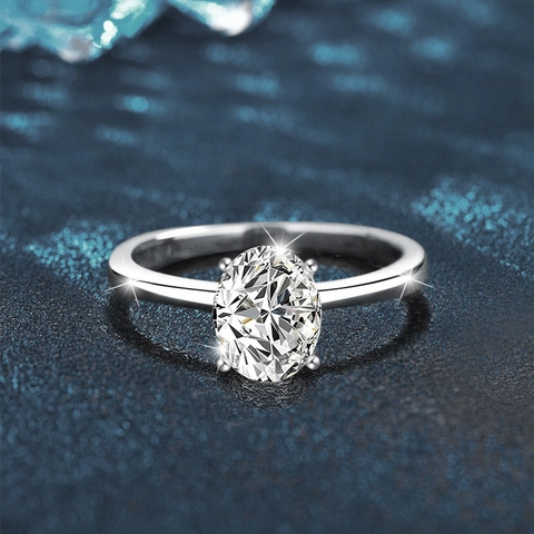 Luxury D Color Oval Moissanite 925 Sterling Silver Ring For Women Carat Solitaire Engagement Wedding Band Fine Jewelry