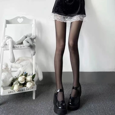 Damen Sexy Nylon Core Spun Seide Feinstrumpfhose Anti-Haken Hoch Elastisch Strumpfhose Durchsichtig Einfarbig Atmungsaktiv Dünne Strümpfe
