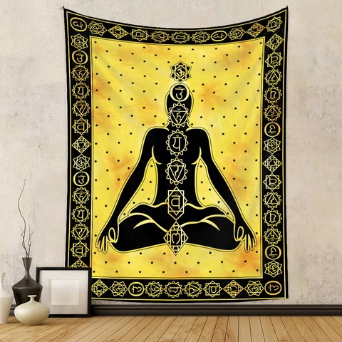 Yoga Meditation Wandteppich Chakren Deko Böhmisch Mandala Sternenhimmel Polyester Zen Hintergrundtuch