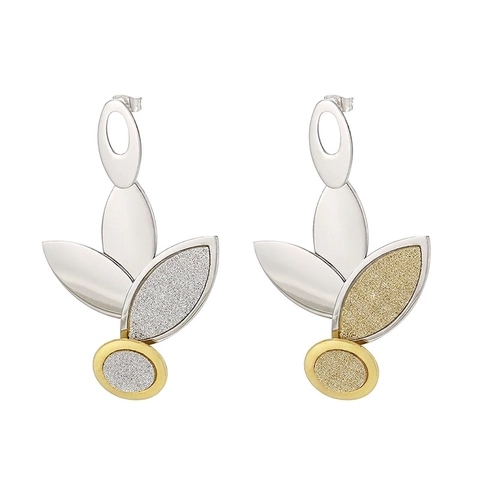 Pendientes De Acero Inoxidable De Moda Para Mujer Forma Geométrica De Corazón Flor Bicolor Oro Plata Mate Joyería