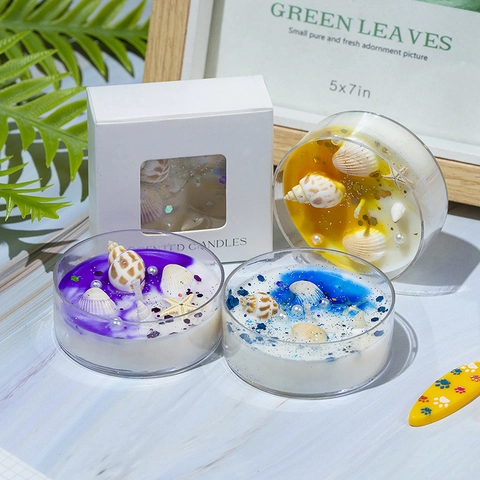 Scented Candles Aromatherapy Soy Wax Dried Flowers Shells Glitter Home Fragrance Decor