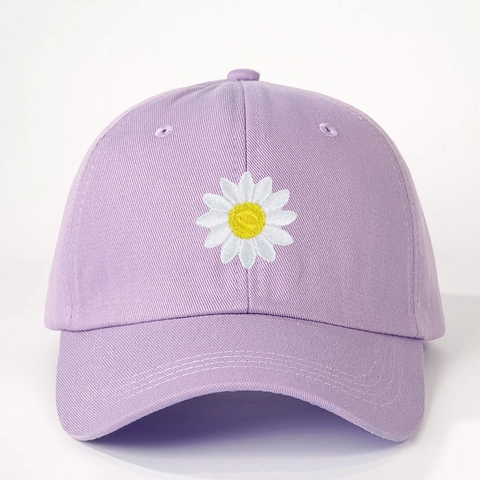 Daisy Embroidered Baseball Cap Adjustable Outdoor Sun Protection Curved Brim Casual Polyester Hat For Women