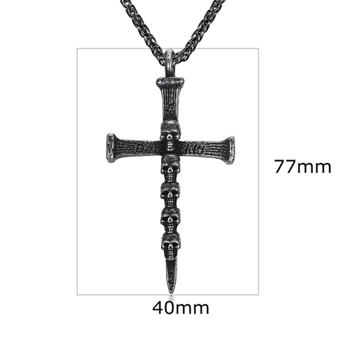 Collana Con Ciondolo Croce Di Teschio Gotico In Acciaio Inossidabile Vintage Gioielli Punk Rock Da Uomo