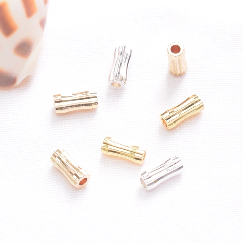 Striped Cylinder Barrel Spacer Beads Copper Metal Color Retention Jewelry Making DIY Bracelet Necklace Accessories