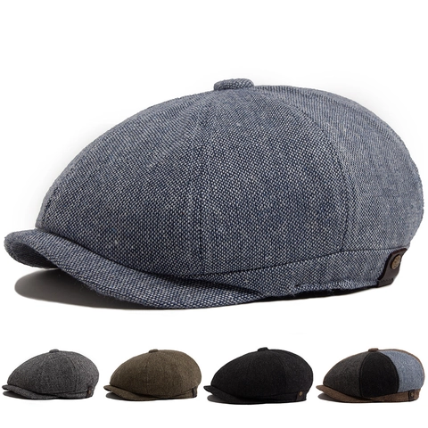 Berretto Newsboy Vintage Stile Britannico Cappello Ottagonale Tweed Berretto Per Uomo Donna Regolabile Cappello Piatto Antivento