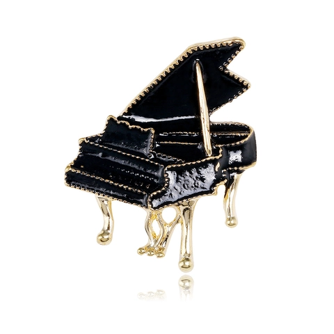 Piano Brooch Enamel Zinc Alloy Musical Instrument Shape Retro Lapel Pin For Women Men Jewelry
