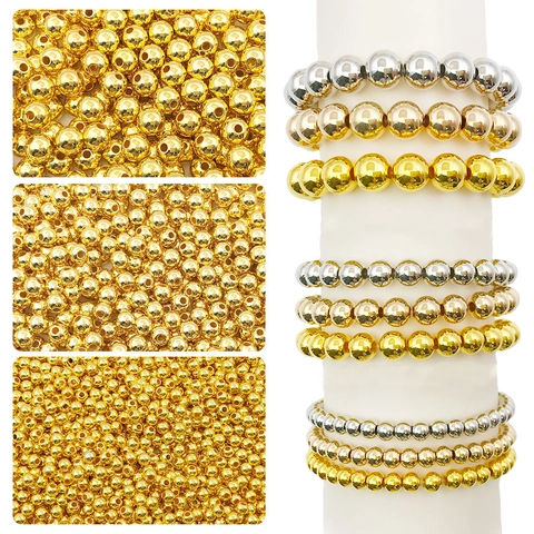 CCB Plastic Metallic Spacer Beads Round Heart Star Shape Loose Beads For DIY Bracelet Necklace Jewelry Making