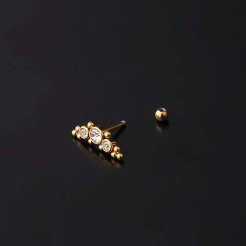 316L Stainless Steel Rhinestone Cluster Stud Earrings For Women Men Geometric Flower Barbell Screw Back Ear Bone Piercing Jewelry